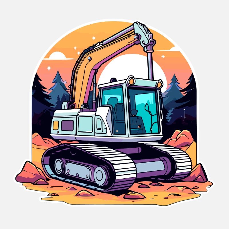 Excavator Construction Site Drawing