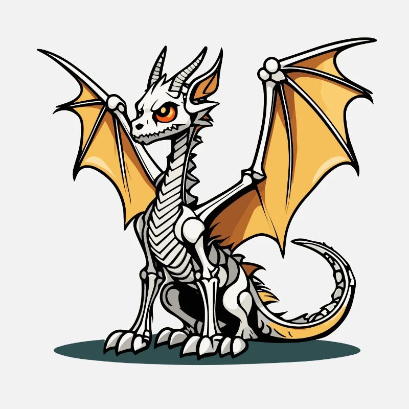 Illustration de squelette de dragon mignon