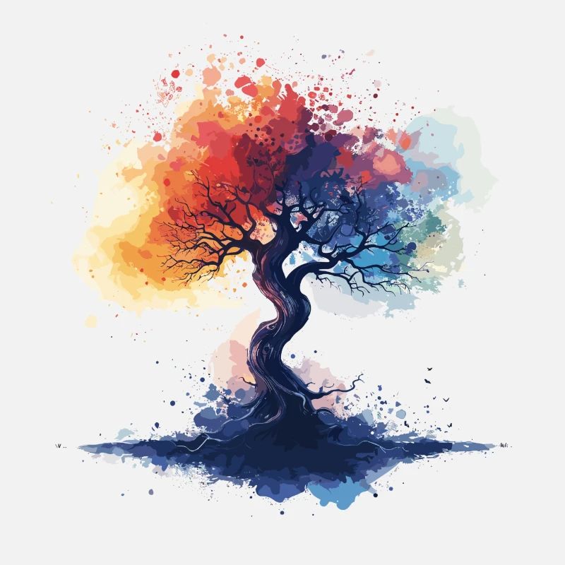 Style aquarelle coloré d'arbre
