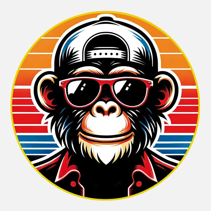 Chimpanzé cool avec lunettes de soleil et casquette de baseball