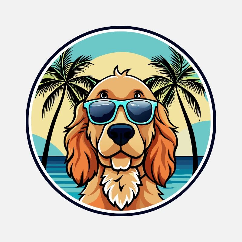 Cocker anglais Spaniel Chien Race Dessin Animé Plage
