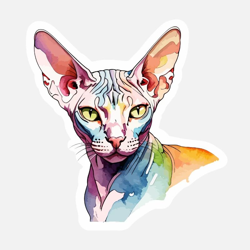 Sphynx Chat Aquarelles