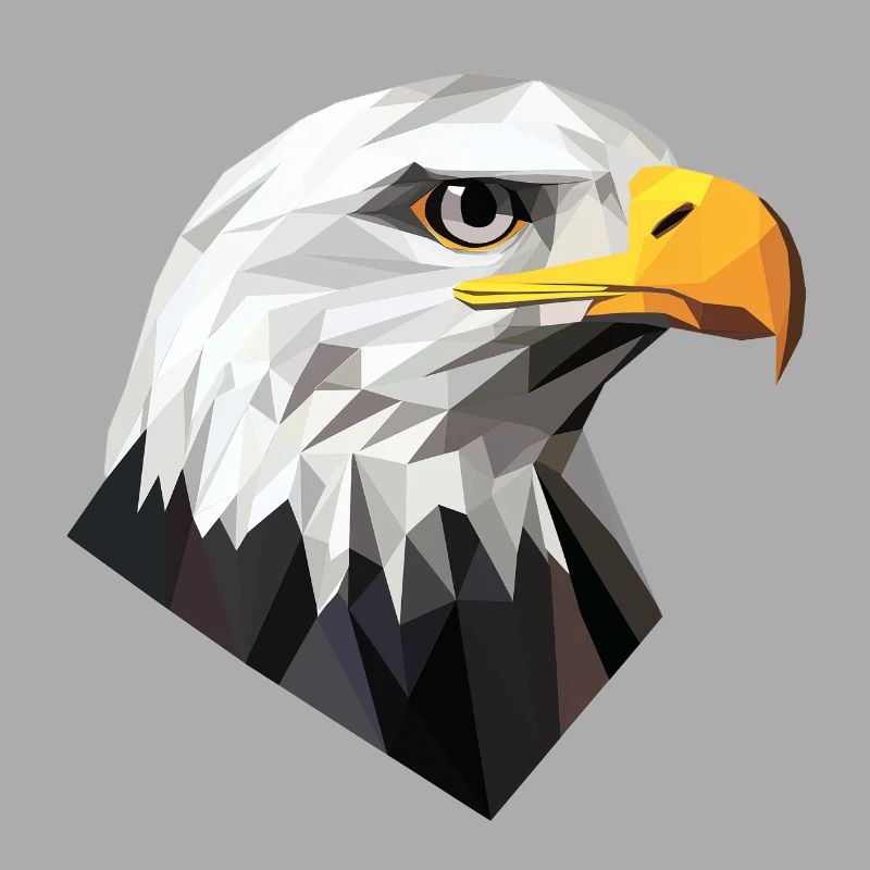 Conception du logo Low Poly de la tête d’aigle