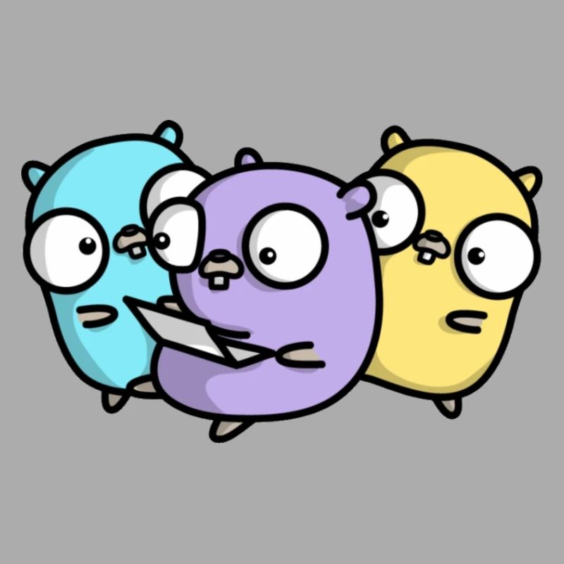 Drei niedliche Gopher beim Pair Programming