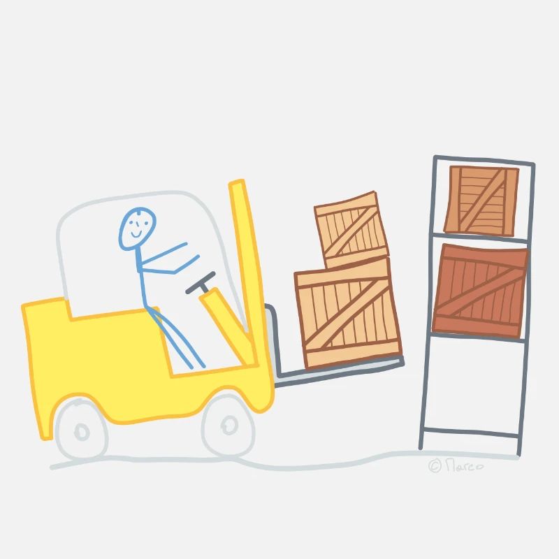Figure de bâton de chariot élévateur logistique entrepôt de marchandises