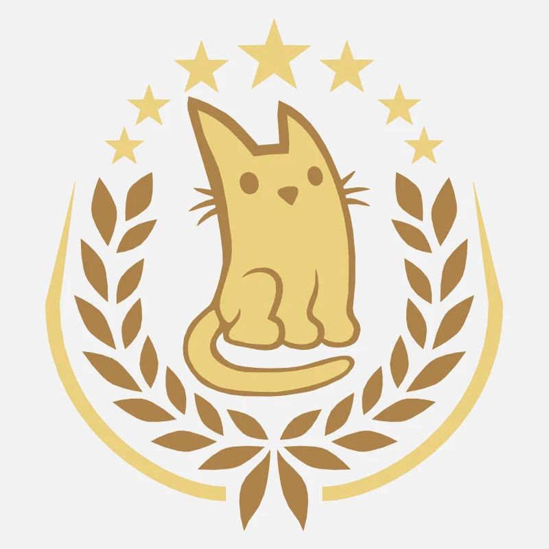 Logo de chat noble de couronne de laurier