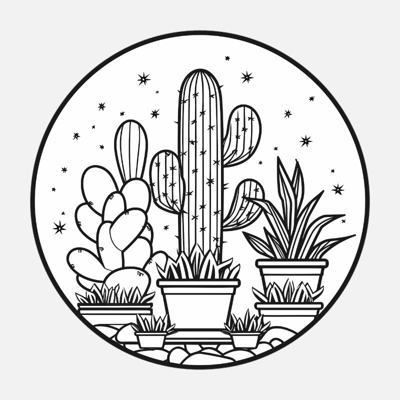 Dessin de cactus et succulentes