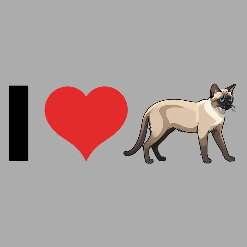 J’adore Siam Cats - Conception de chat mignon