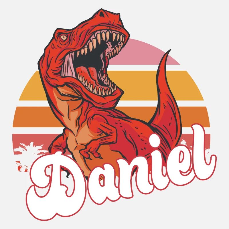 DANIEL - Beautiful boy name with T-REX Dino