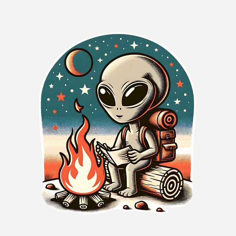 Randonnée autour d’un feu de camp extraterrestre