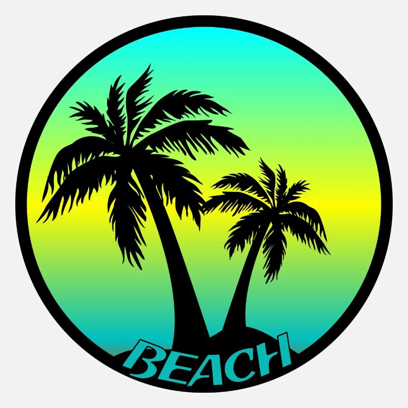 Colorful beach logo with palm trees