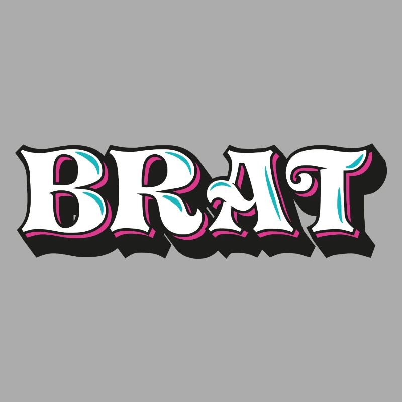 Brat, gore effronté, écriture décorative 3D, graffiti