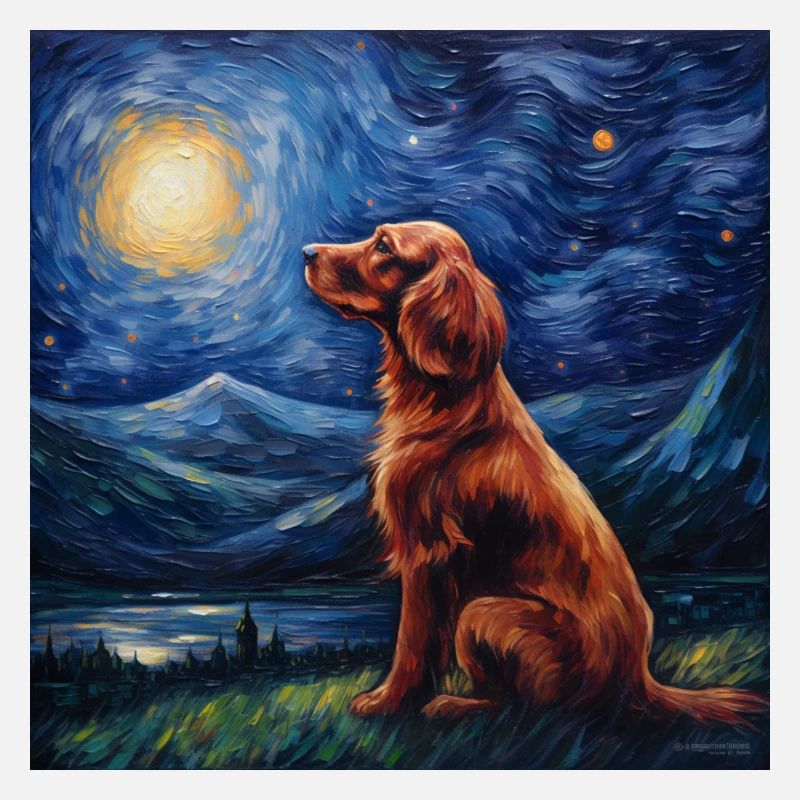 Irish Red Setter Starry Night