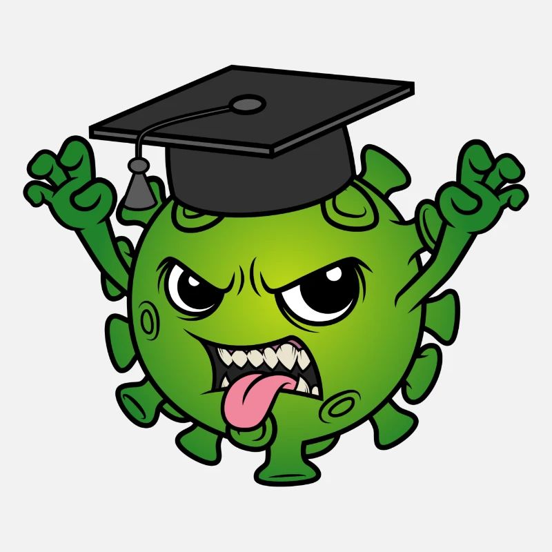 Mascotte de remise des diplômes Corona virus Chapeau de médecin Devise