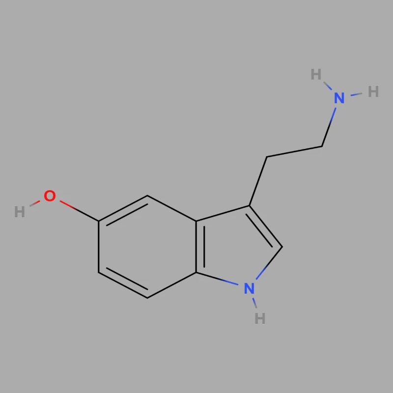 Serotonin Molecule - Colored Structural Formula