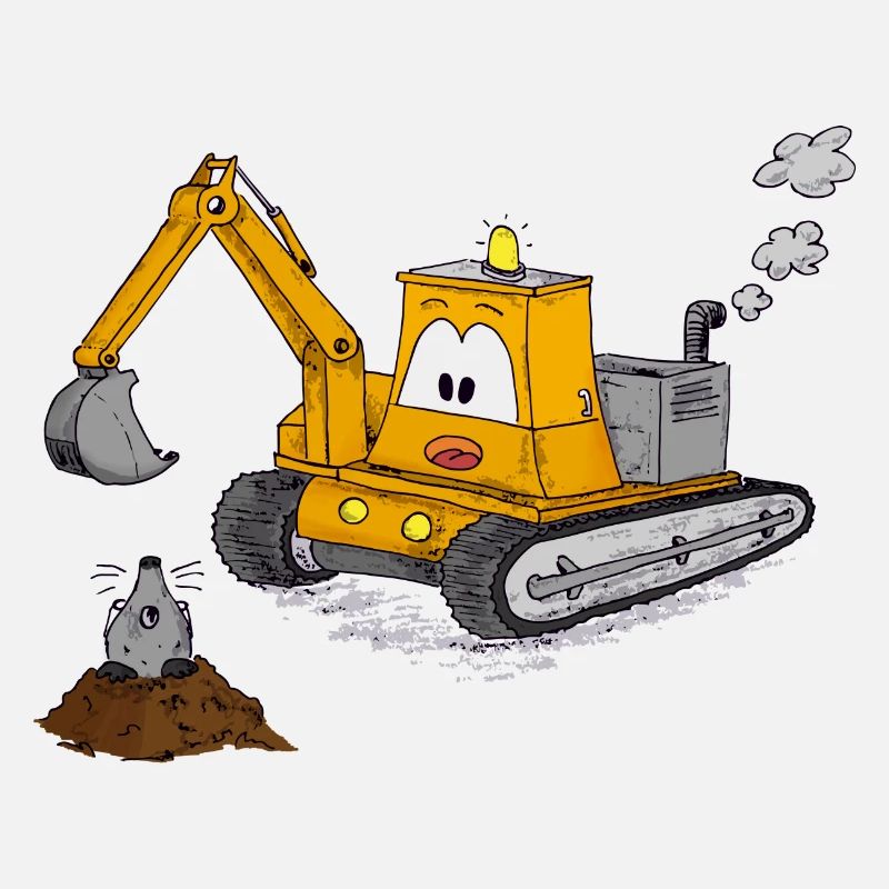 Excavator mole crane construction site builder guys