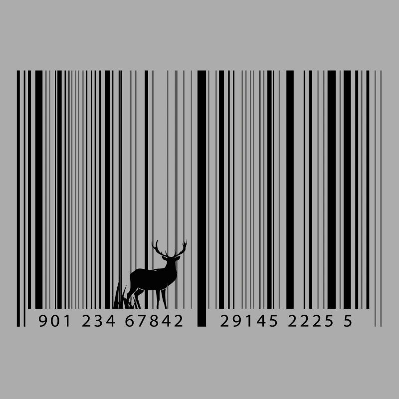 Barcode als Wald mit Hirsch