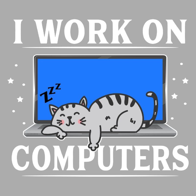 I Work on Computers Funny Cat
