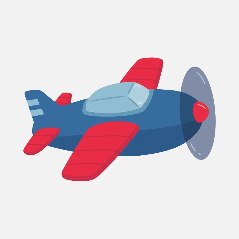 Red and Blue Propeller Aeroplane