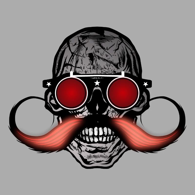 Todeskopf Hipster Schädel Schnurrbart Schnurrbart