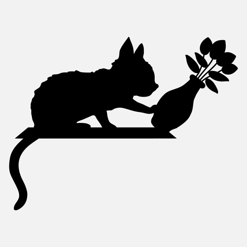 Vase à fleurs renversé sur un chat effronté