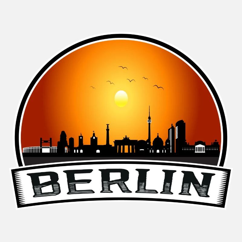 Berlin Skyline Retro Sun lettrage