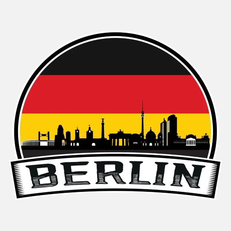 Berlin Skyline Retro Sun lettrage