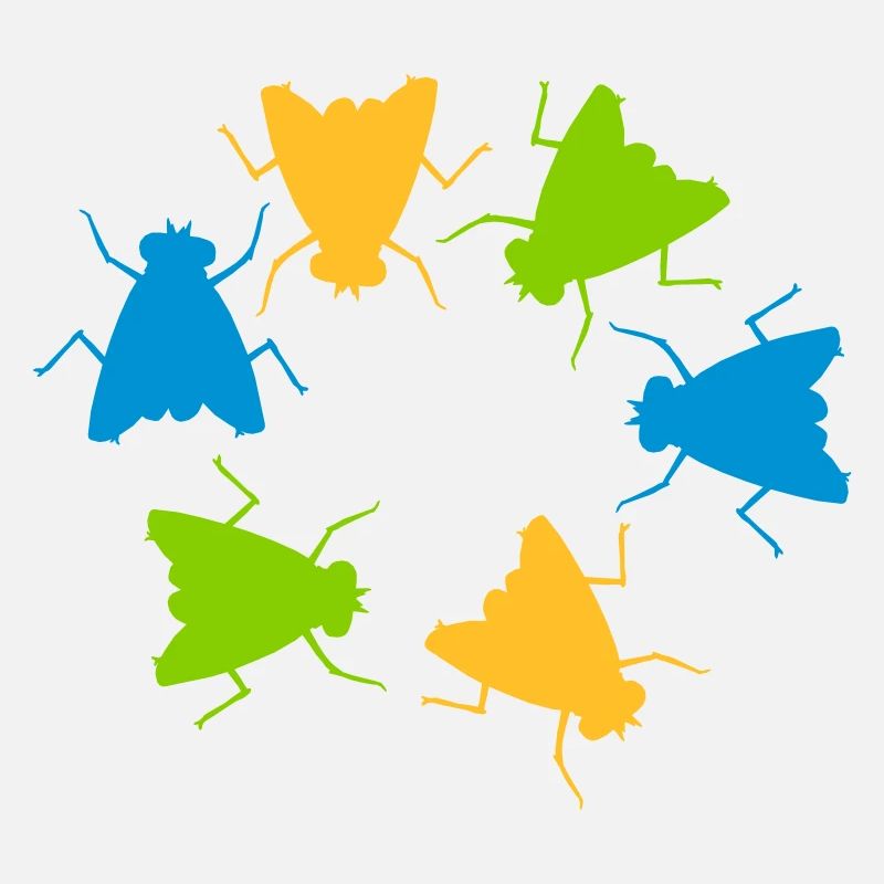 Bunte Hausfliegen Gruppe Team