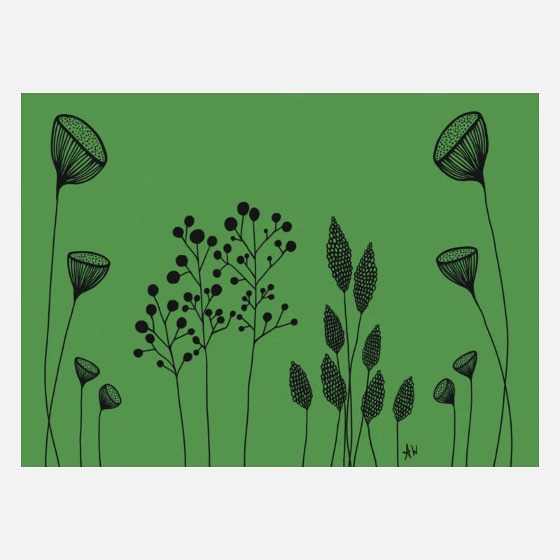 FIneline fleurs dessinant vert noir