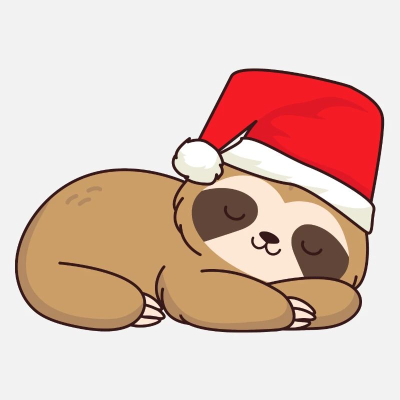 Sloth sleeping with Christmas hat Sloth