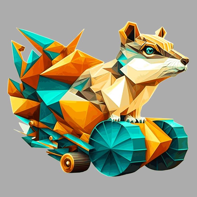 Cône 3D avec roues pixel art en aspect polygonal
