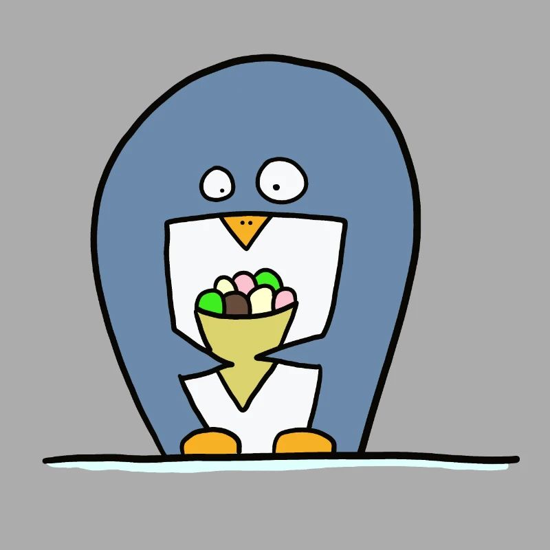 Pinguin mit Eiscreme
