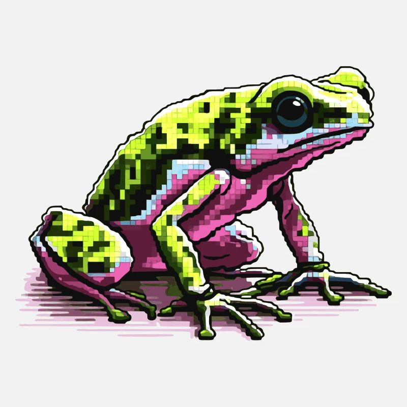 Grenouille à fléchettes empoisonnées dans des graphismes de pixels rétro colorés