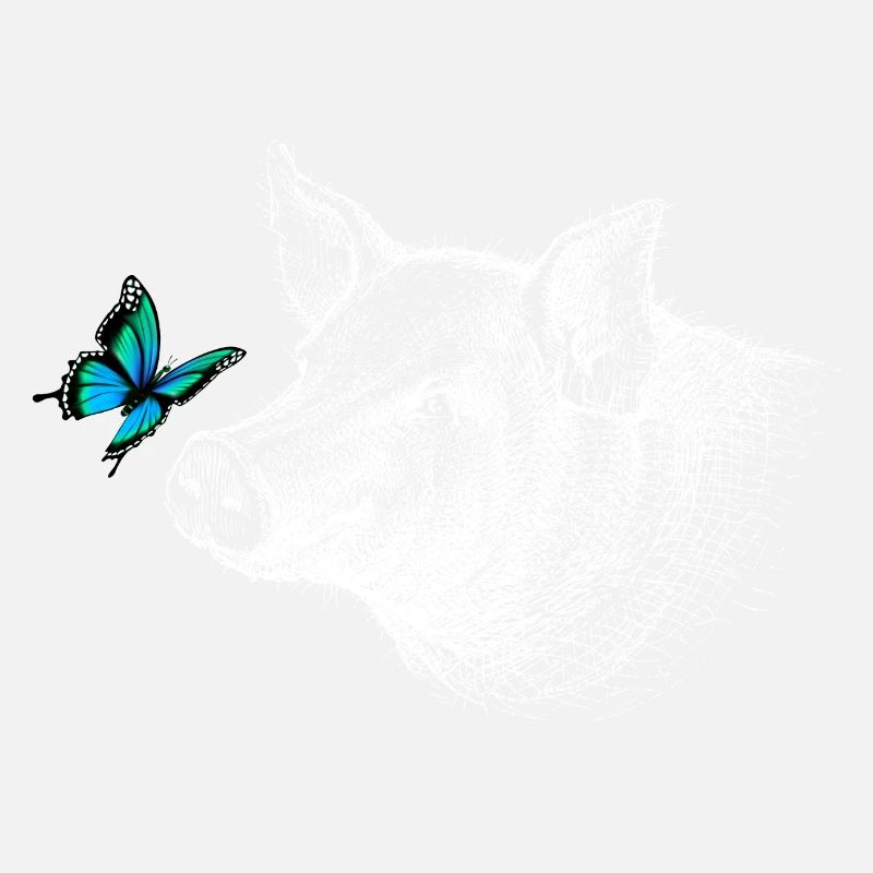 Schwein mit Schmetterling