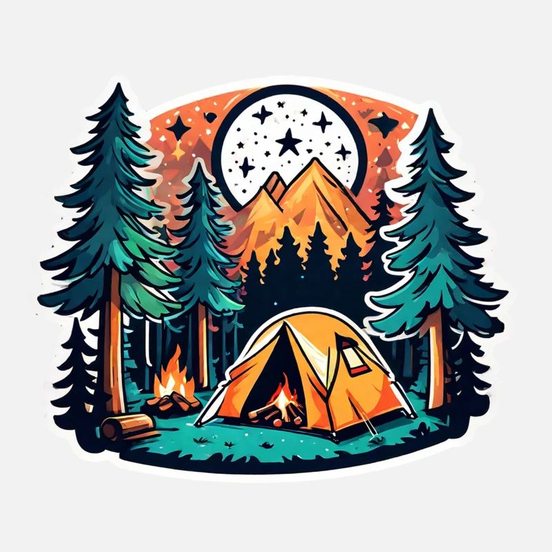 camping, tente et feu de camp
