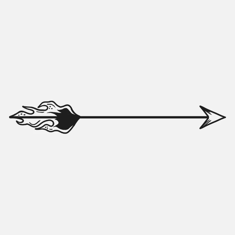 Drawn arrow with fire