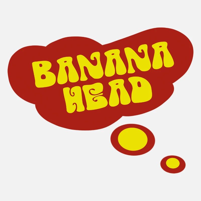 Grosse bulle de pensée rouge dans la TÊTE DE BANANE délavée