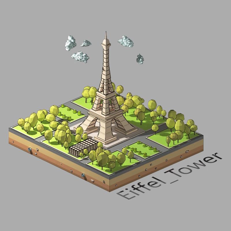 Geometric low poly Eiffel Tower