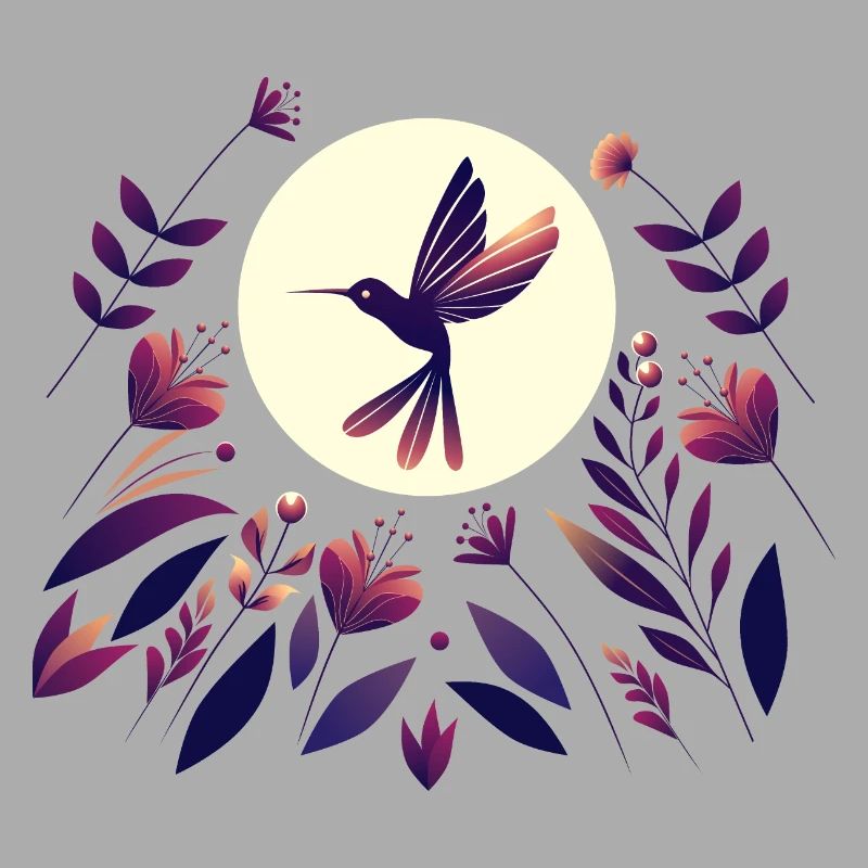 Colibri dans le champ de fleurs