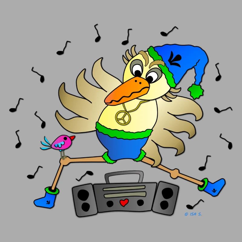 Weird Bird Dancer with Ghetto Blaster Fun Comic