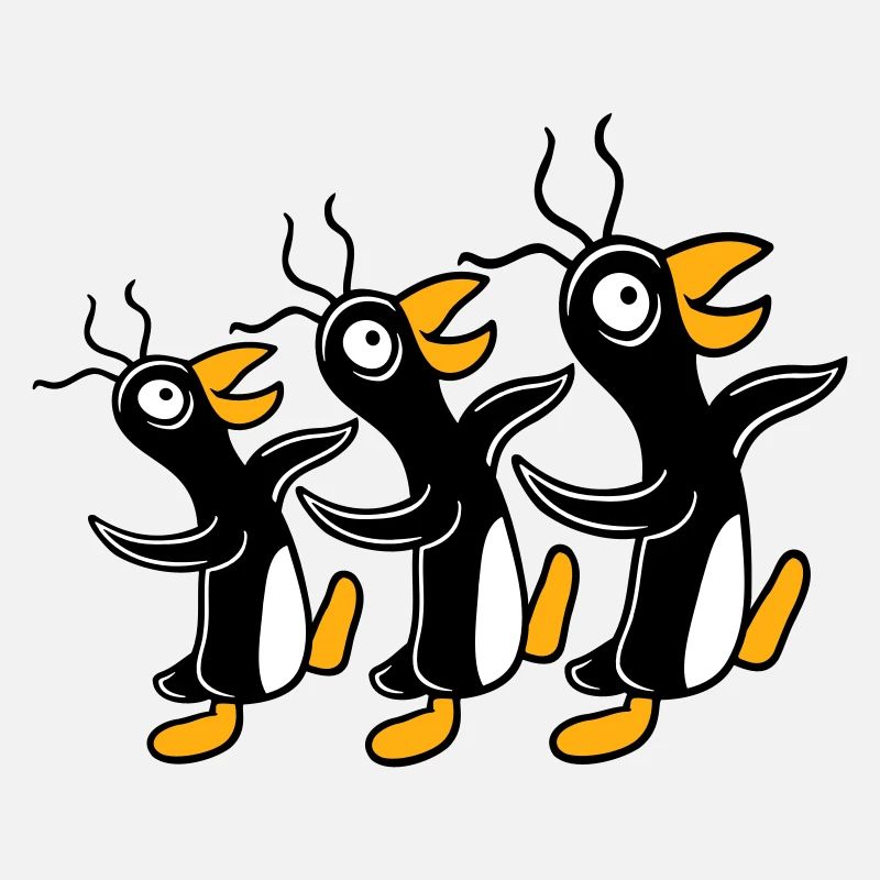 3 verrückte Pinguine laufen dumm Team Freunde Crew