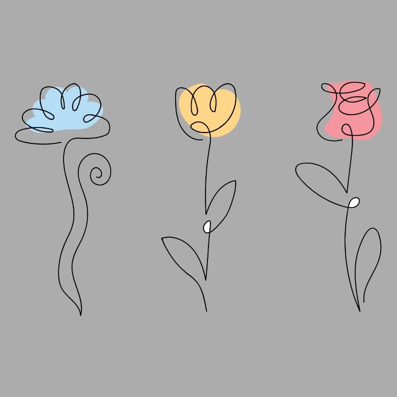 Trois fleurs de couleurs différentes