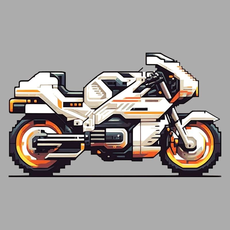 8 bit motorcycle racing machine as vector graphics