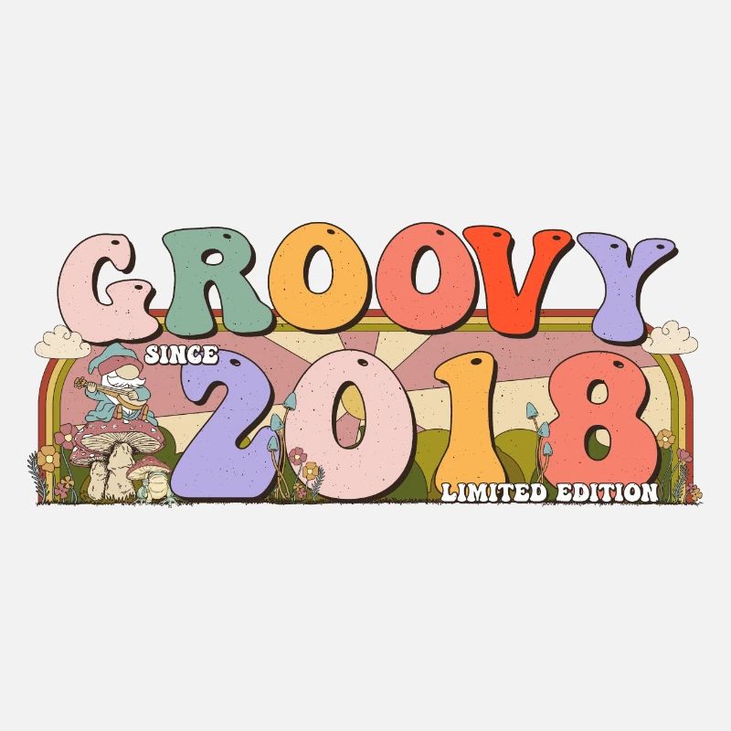 Groovy seit 2018 Retro Hippie 5. Geburtstag
