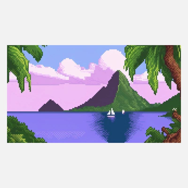 Piton ,Sainte-Lucie - Pixel Art