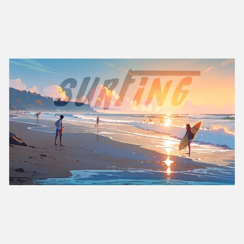 Surf au couché de soleil