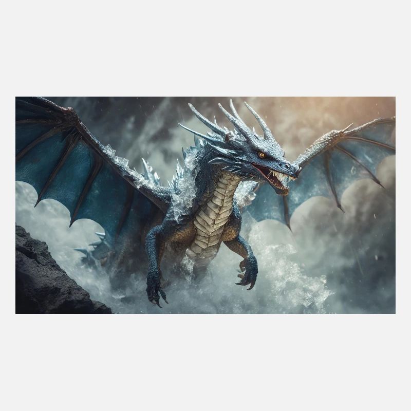 A realistic bad dark dragon is climbing mountain