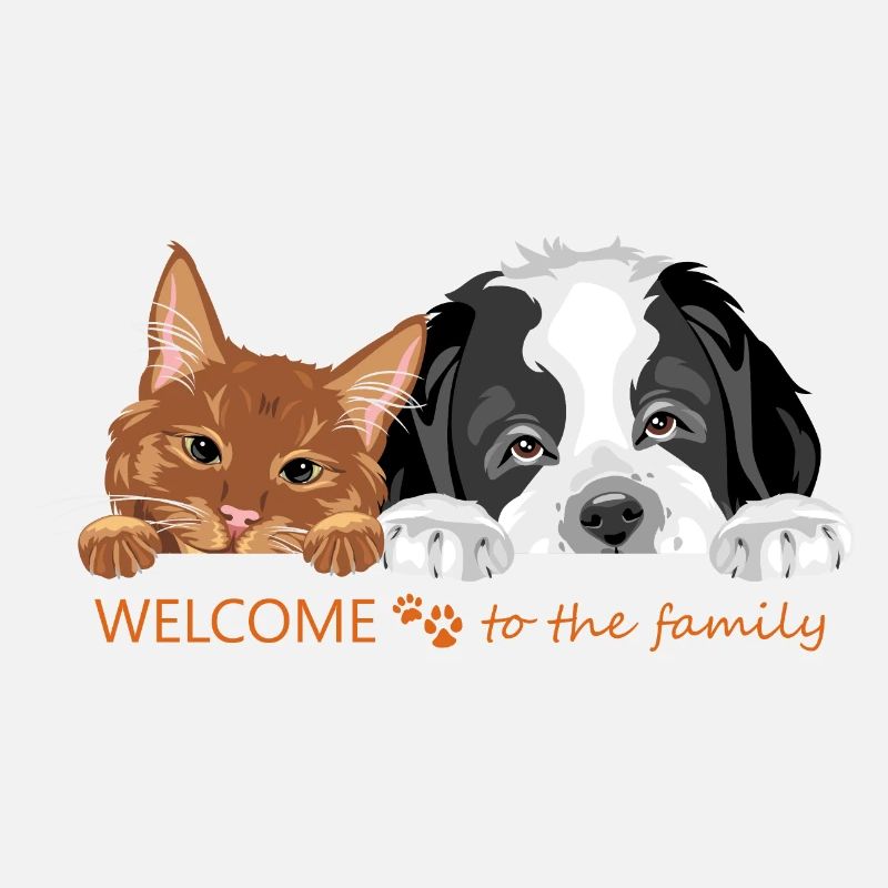 Chat roux et chien Saint-Bernard