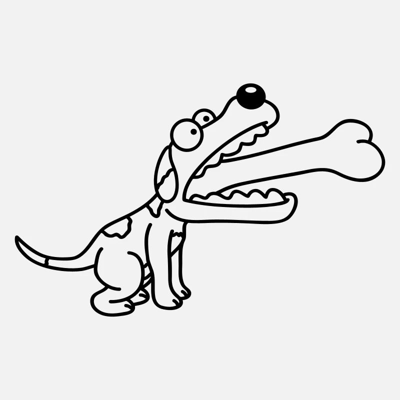 Dog Greedy Hungry Big Bone Swallowed
