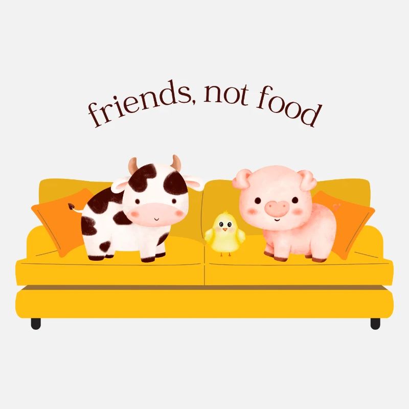 Des amis, pas de la nourriture – Vache et cochon sur le canapé